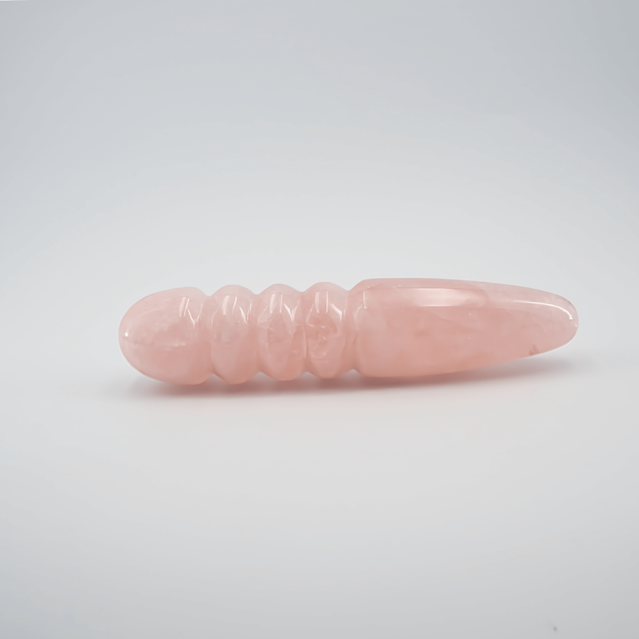 CrystalThrill Double End, Tapered, Ribbed Rose Quartz / 7" Unduluna
