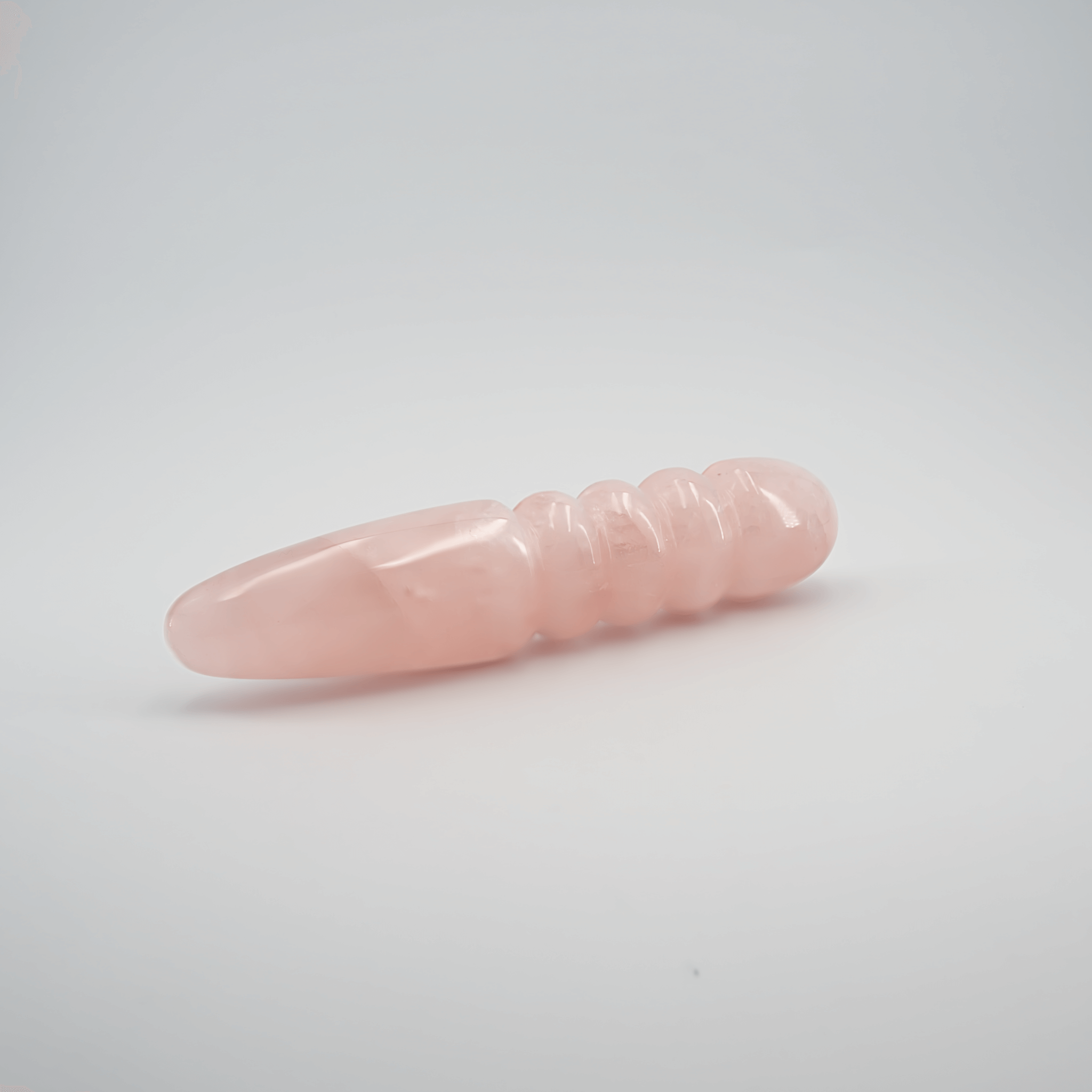 CrystalThrill Double End, Tapered, Ribbed Rose Quartz / 7" Unduluna