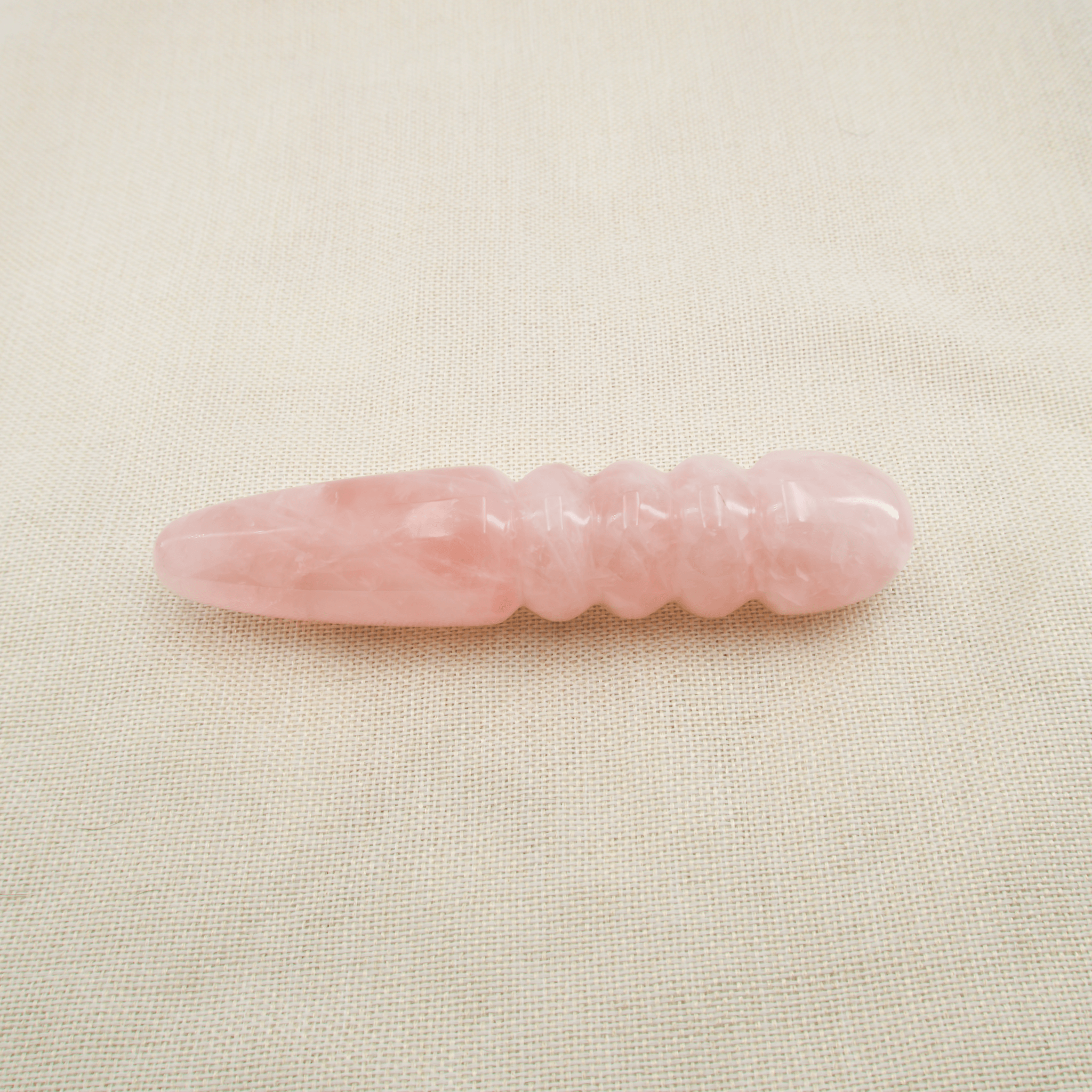 CrystalThrill Double End, Tapered, Ribbed Rose Quartz / 7" Unduluna