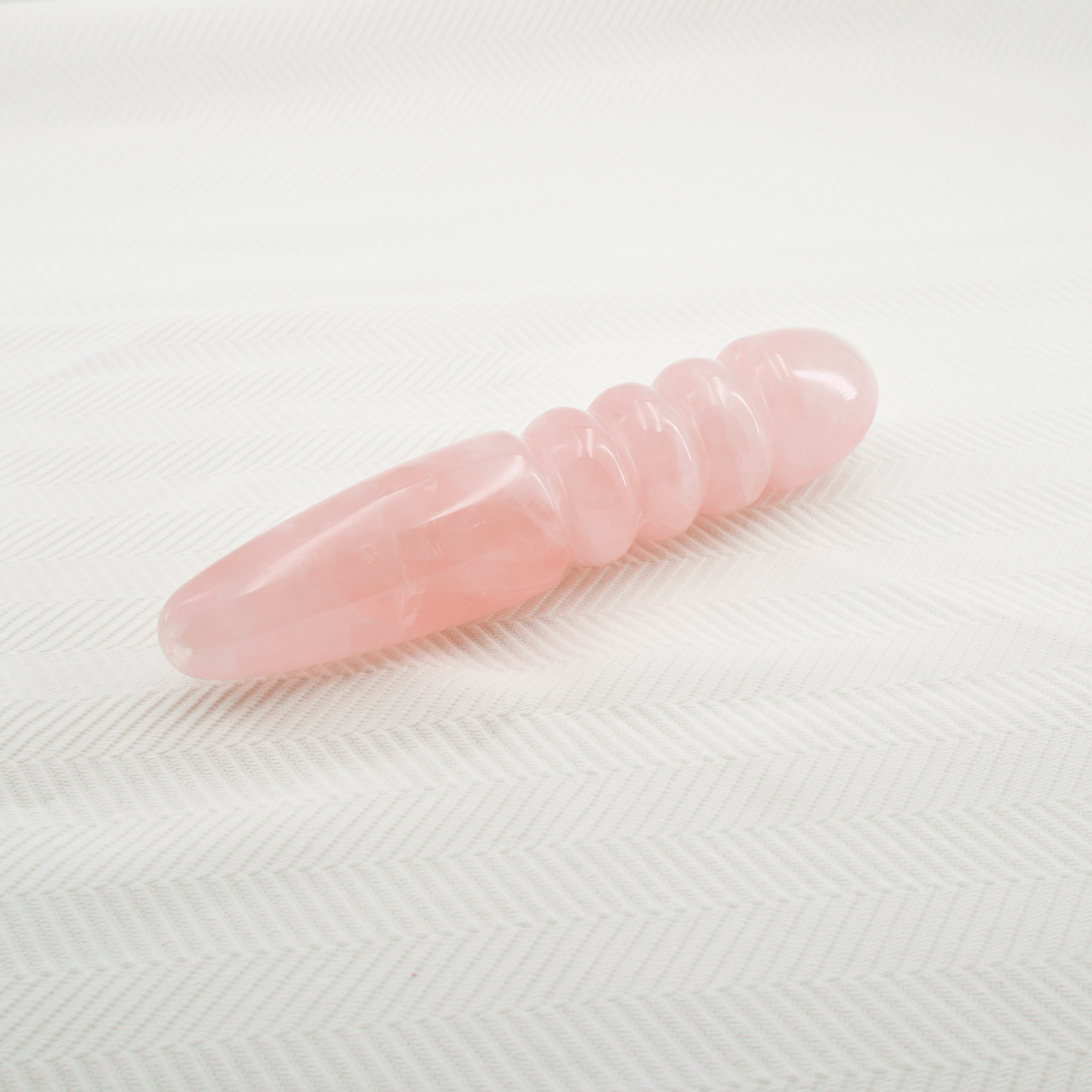 CrystalThrill Double End, Tapered, Ribbed Rose Quartz / 7" Unduluna