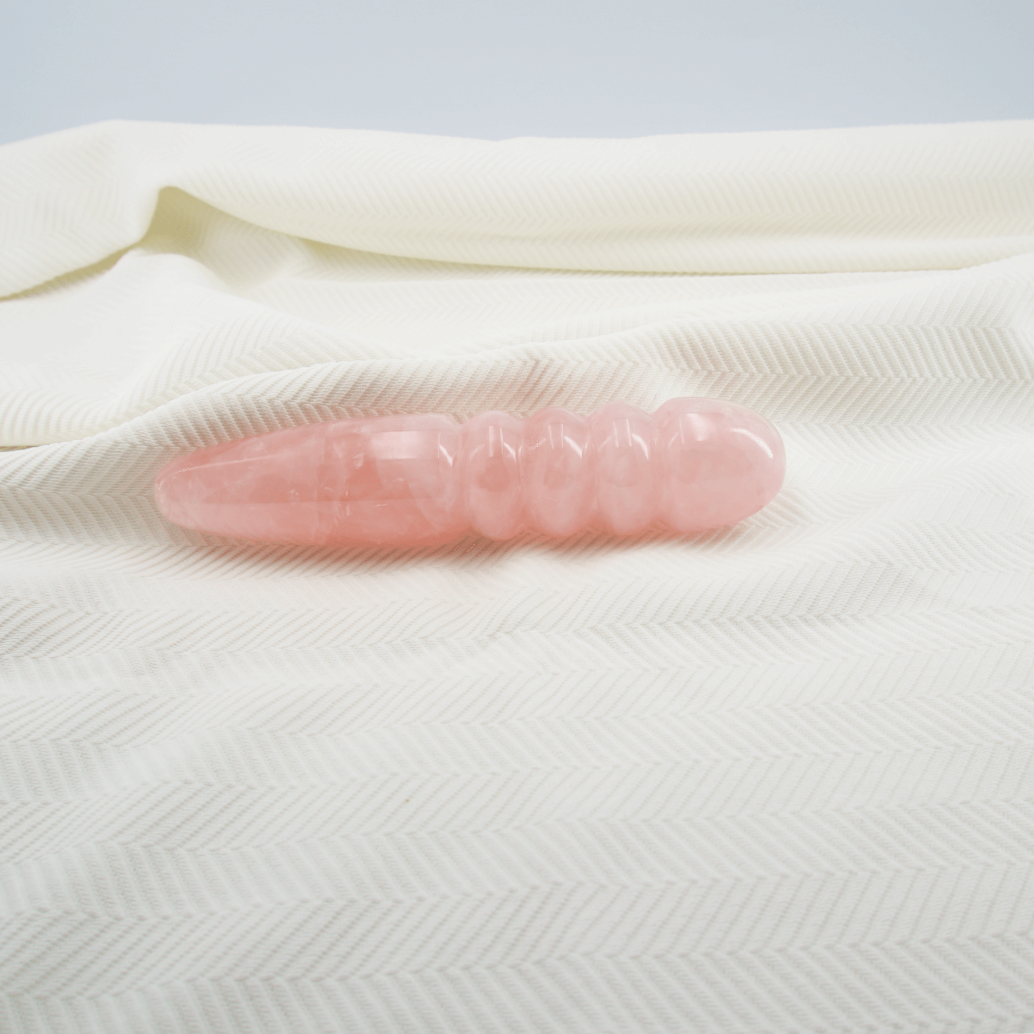 CrystalThrill Double End, Tapered, Ribbed Rose Quartz / 7" Unduluna