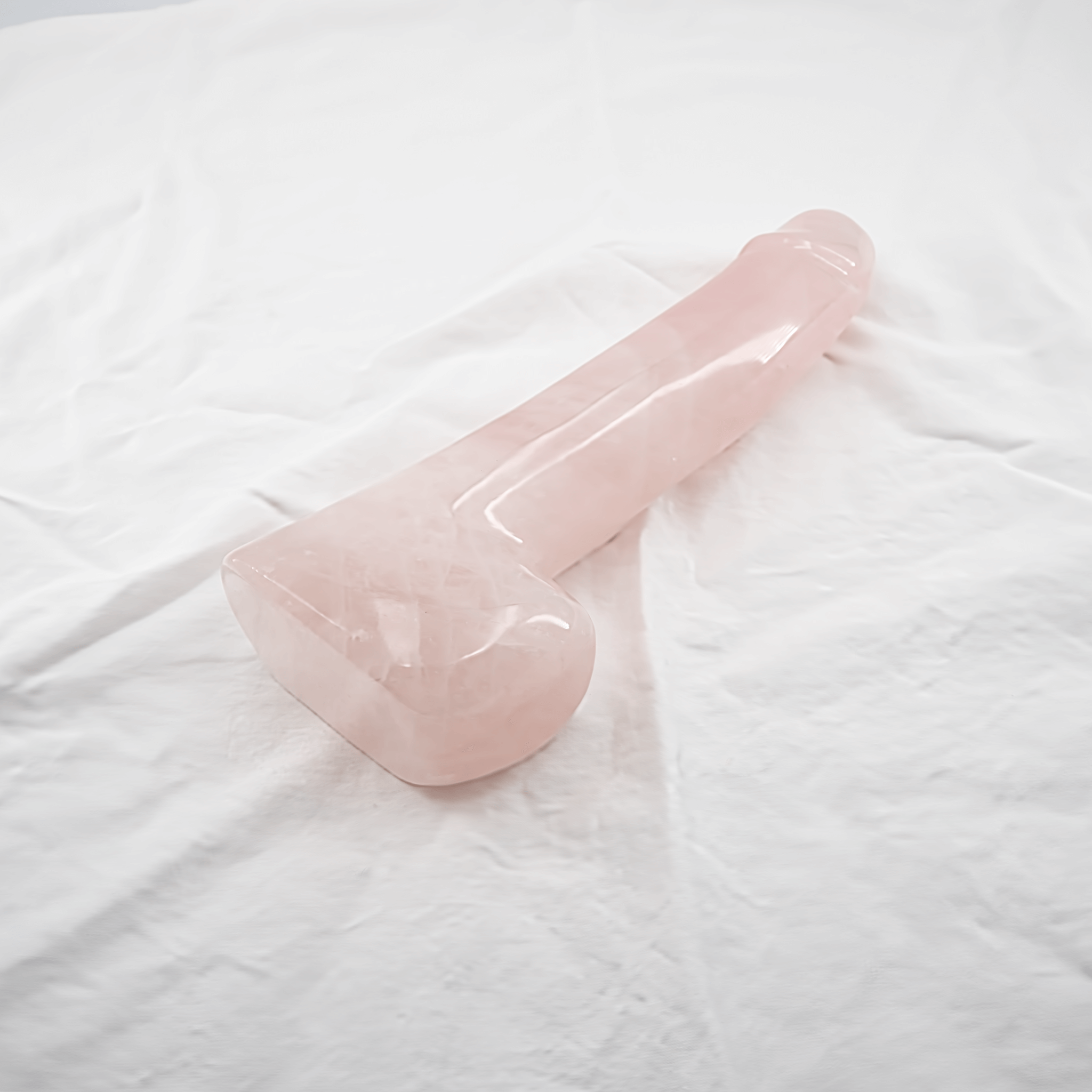 CrystalThrill Realistic, Curved, Bulbous, Ribbed Rose Quartz / 9" Erosen