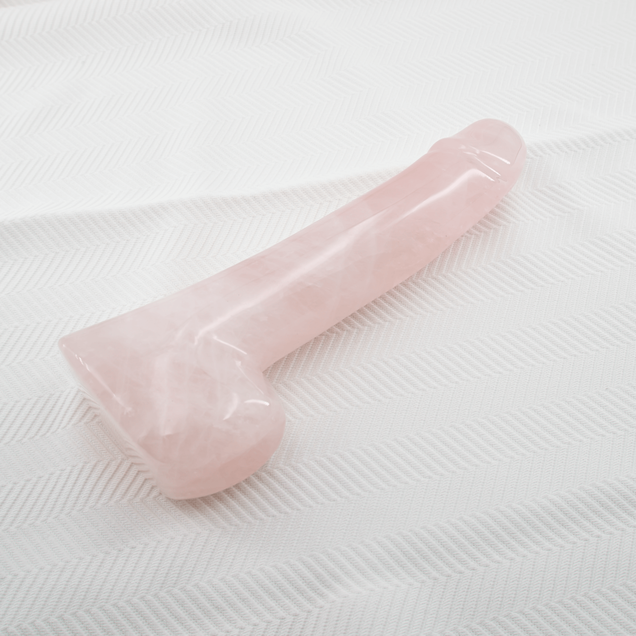 CrystalThrill Realistic, Curved, Bulbous, Ribbed Rose Quartz / 9" Erosen