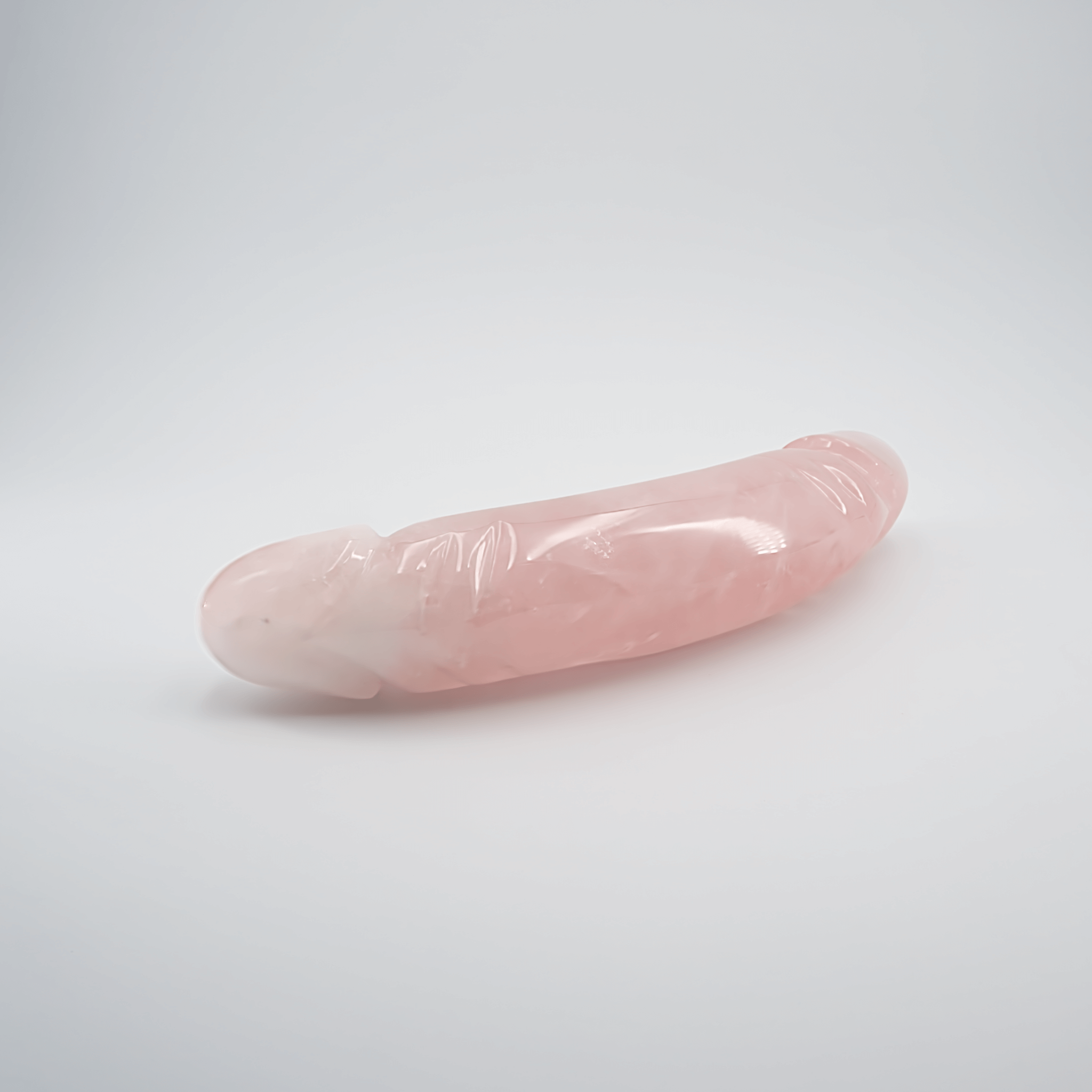 CrystalThrill Realistic, Curved, Double End, Bulbous Rose Quartz / 10" Gemoria