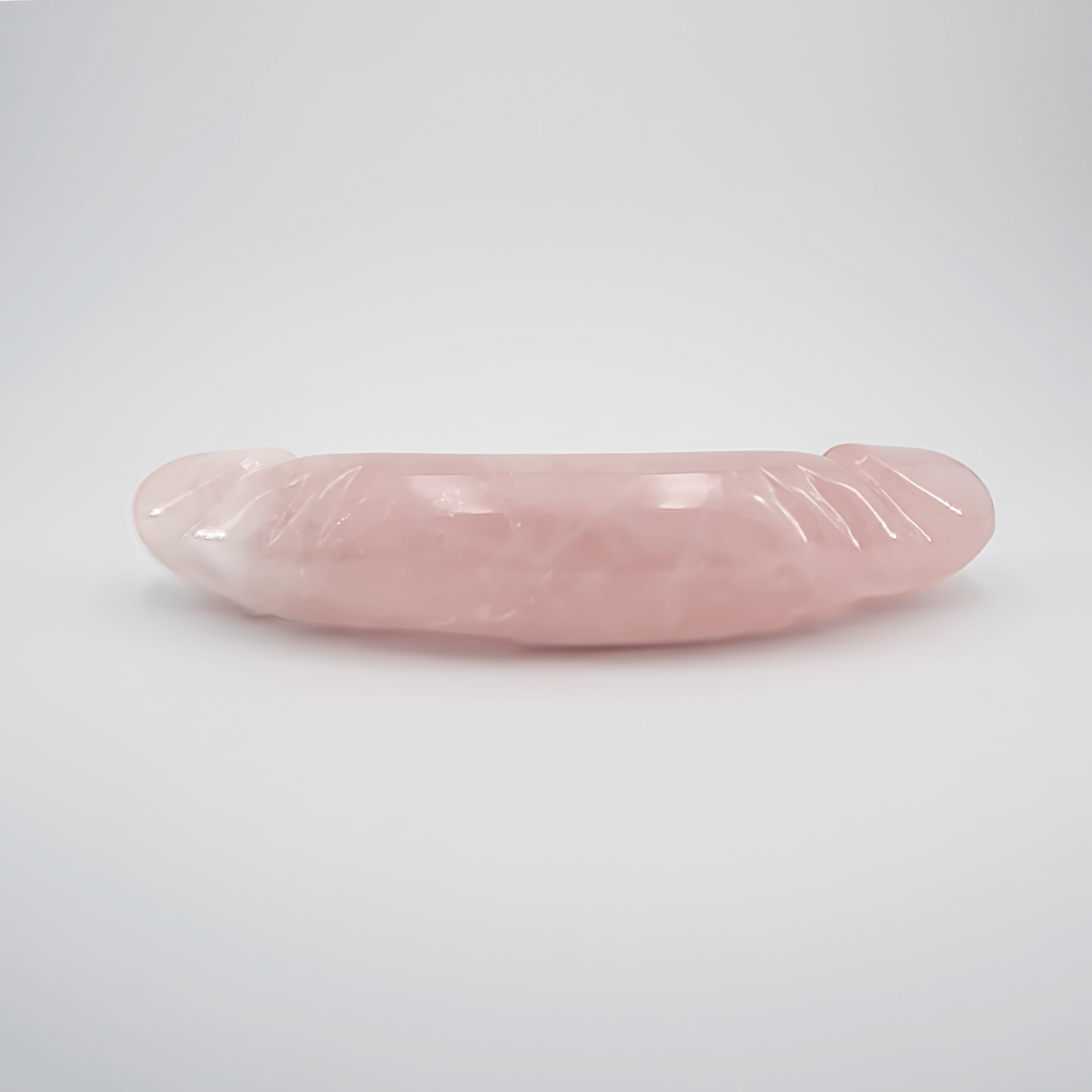 CrystalThrill Realistic, Curved, Double End, Bulbous Rose Quartz / 10" Gemoria