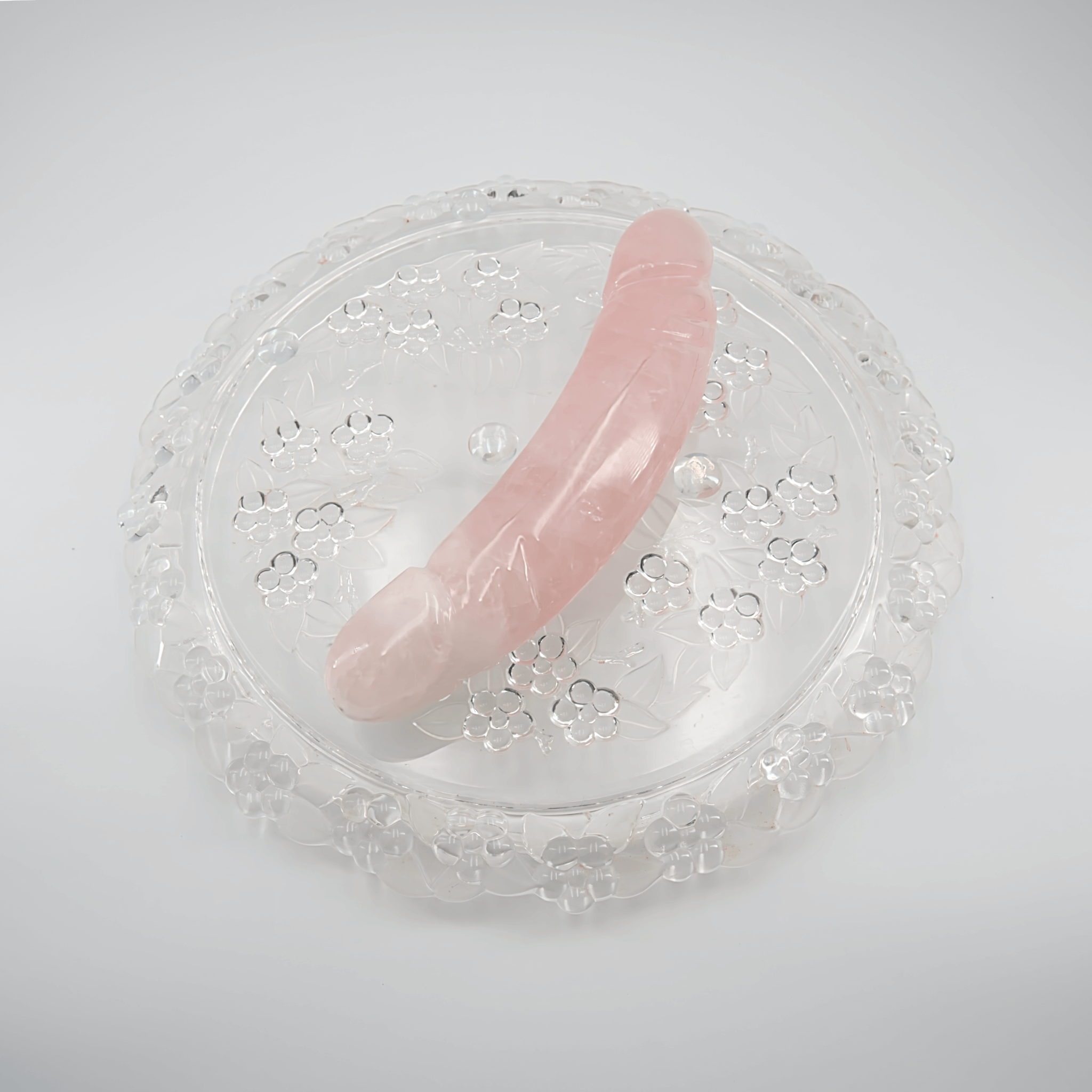 CrystalThrill Realistic, Curved, Double End, Bulbous Rose Quartz / 10" Gemoria